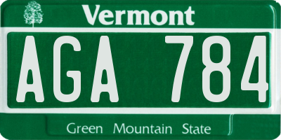VT license plate AGA784
