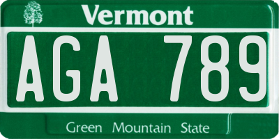 VT license plate AGA789