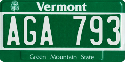 VT license plate AGA793