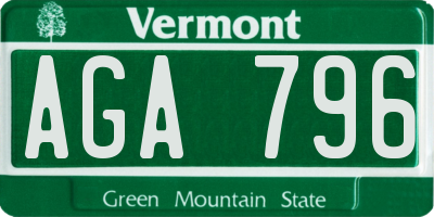 VT license plate AGA796