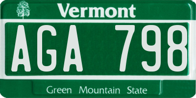 VT license plate AGA798
