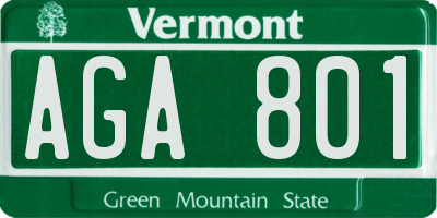 VT license plate AGA801
