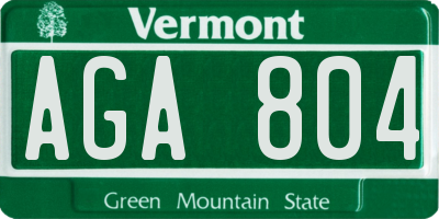 VT license plate AGA804