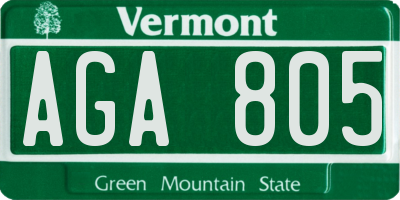 VT license plate AGA805