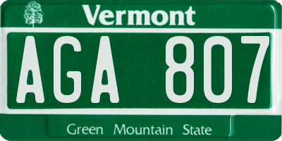 VT license plate AGA807