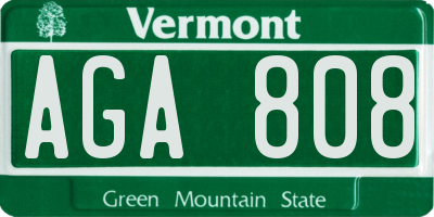 VT license plate AGA808