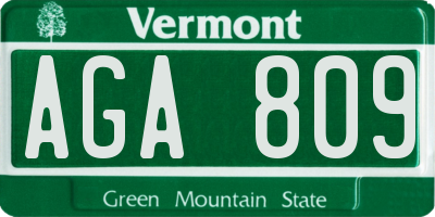 VT license plate AGA809