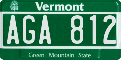 VT license plate AGA812
