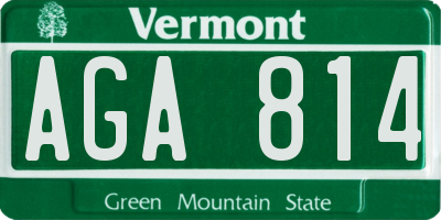 VT license plate AGA814