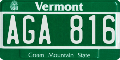 VT license plate AGA816