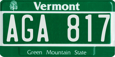 VT license plate AGA817