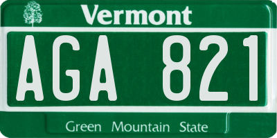VT license plate AGA821
