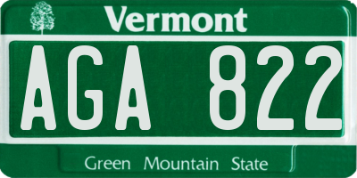 VT license plate AGA822
