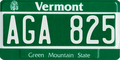 VT license plate AGA825