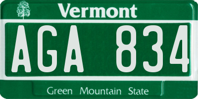 VT license plate AGA834