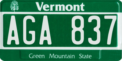 VT license plate AGA837