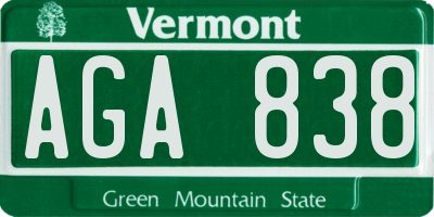 VT license plate AGA838