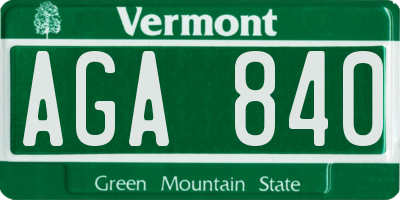 VT license plate AGA840