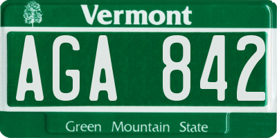 VT license plate AGA842