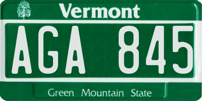 VT license plate AGA845