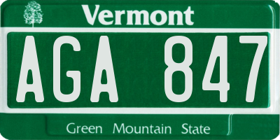 VT license plate AGA847