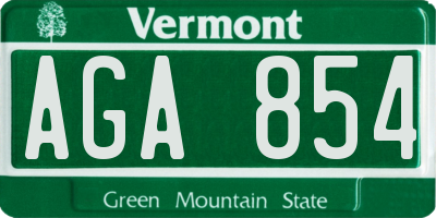 VT license plate AGA854