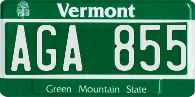 VT license plate AGA855