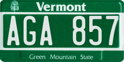 VT license plate AGA857