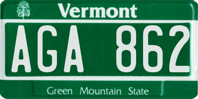 VT license plate AGA862