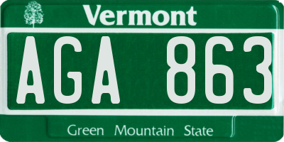 VT license plate AGA863