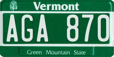 VT license plate AGA870