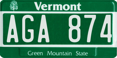 VT license plate AGA874