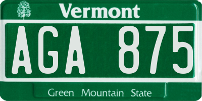VT license plate AGA875
