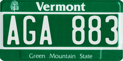 VT license plate AGA883
