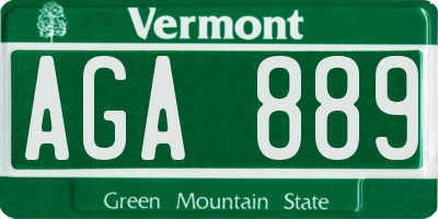 VT license plate AGA889