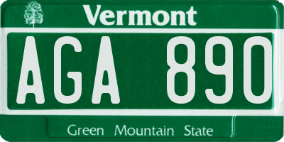 VT license plate AGA890