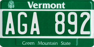 VT license plate AGA892