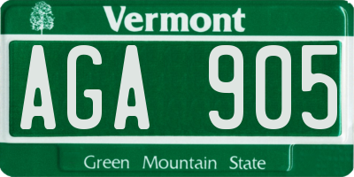 VT license plate AGA905