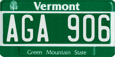VT license plate AGA906