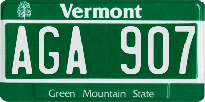 VT license plate AGA907