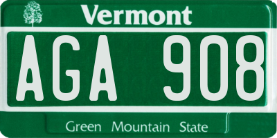 VT license plate AGA908