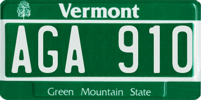 VT license plate AGA910