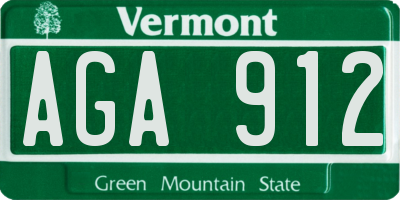 VT license plate AGA912
