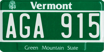 VT license plate AGA915