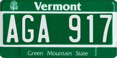 VT license plate AGA917