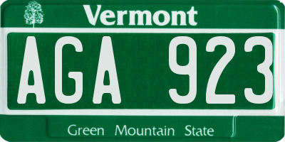 VT license plate AGA923