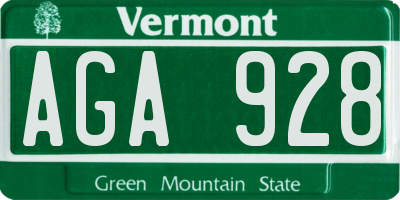 VT license plate AGA928
