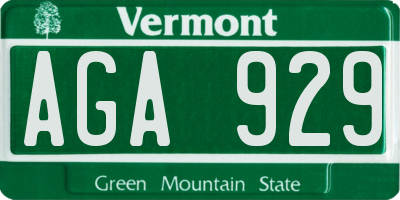 VT license plate AGA929