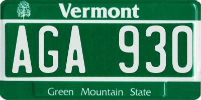 VT license plate AGA930