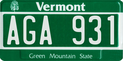 VT license plate AGA931
